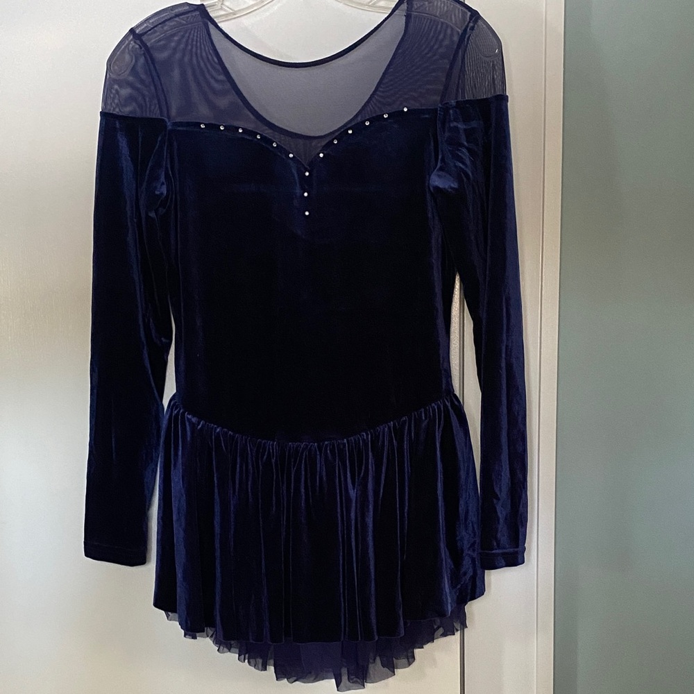 Elegant Navy Blue Velvet Leotard/Dance